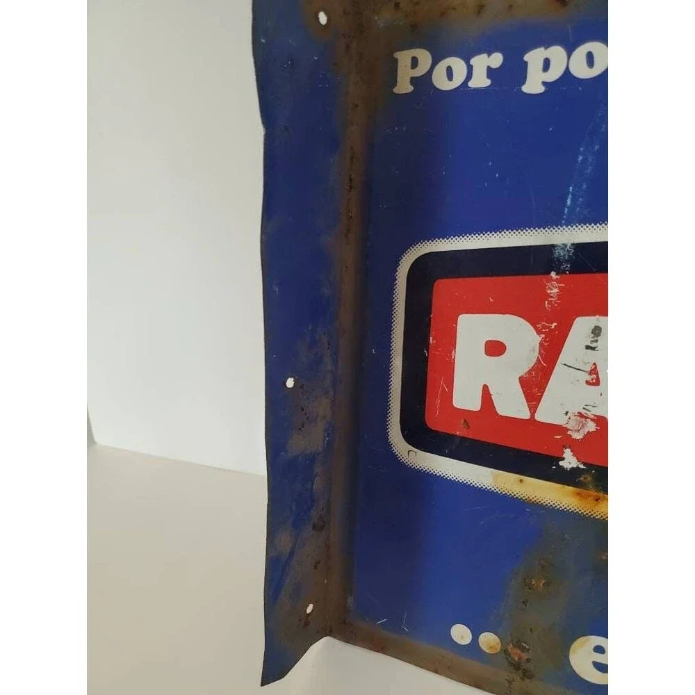 Vintage Rayovac Batteries Mexico Spanish Tin Sign 15x11